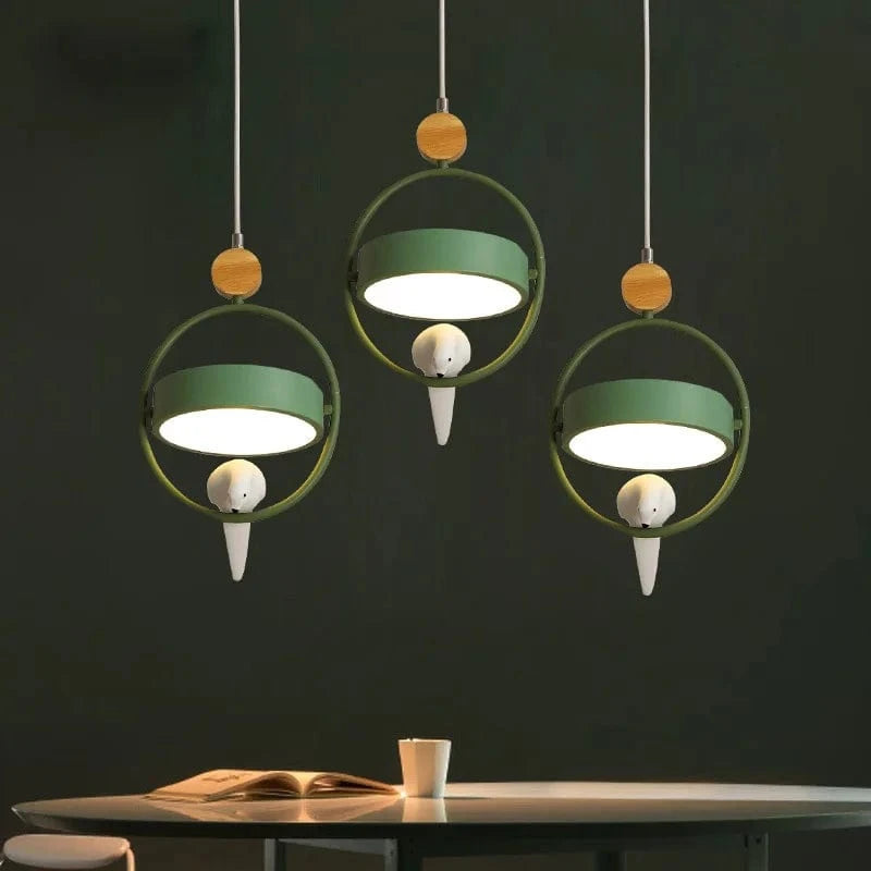 Suspension Luminaire LED Nordique en Bois avec Motif Oiseau Moderne | Marco Lucetti