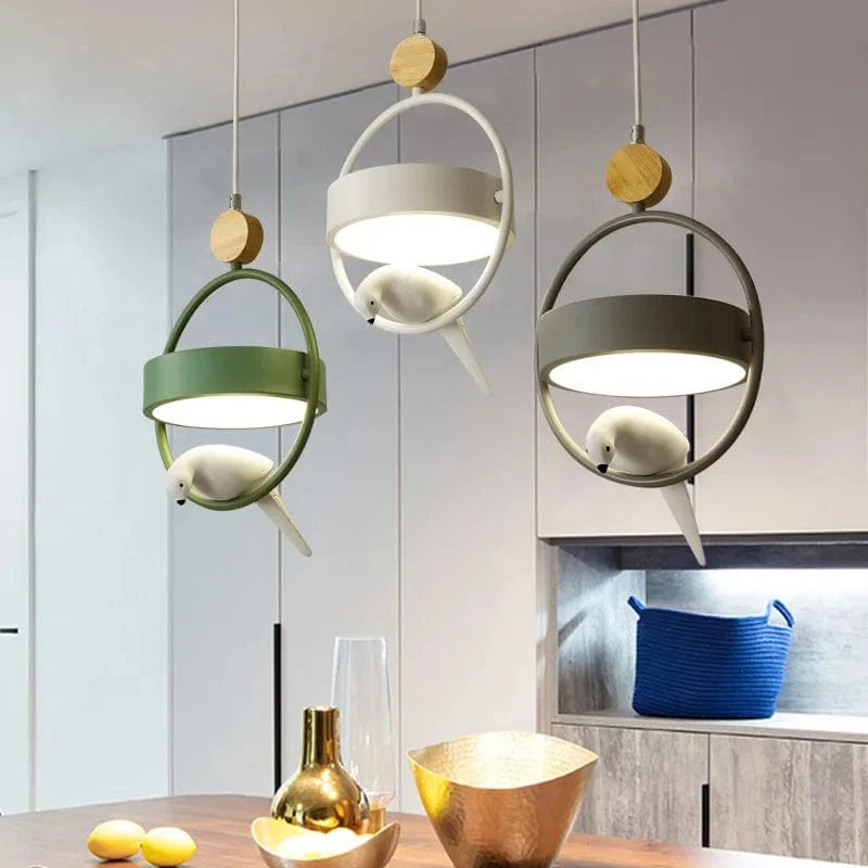 Suspension Luminaire LED Nordique en Bois avec Motif Oiseau Moderne | Marco Lucetti