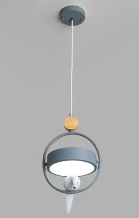 Suspension Luminaire LED Nordique en Bois avec Motif Oiseau Moderne | Marco Lucetti Gris