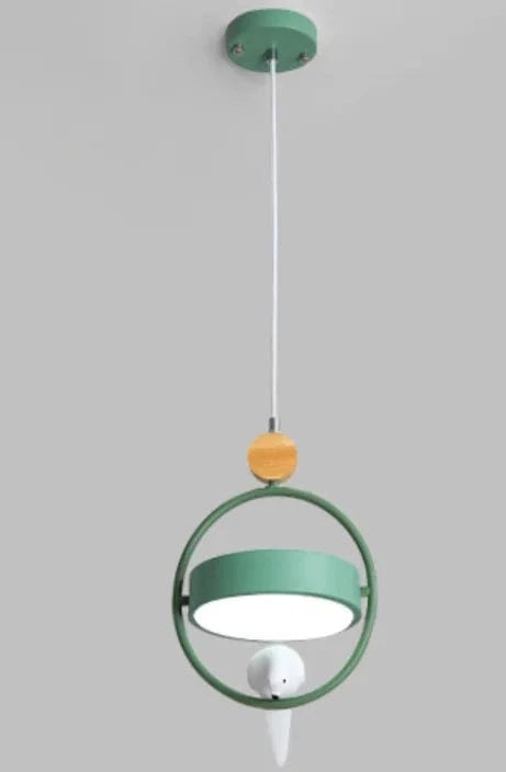 Suspension Luminaire LED Nordique en Bois avec Motif Oiseau Moderne | Marco Lucetti Vert