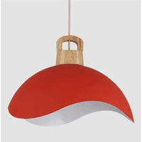 Suspension luminaire nordique en bois et aluminium - design contemporain | Marco Lucetti Rouge avec du bois