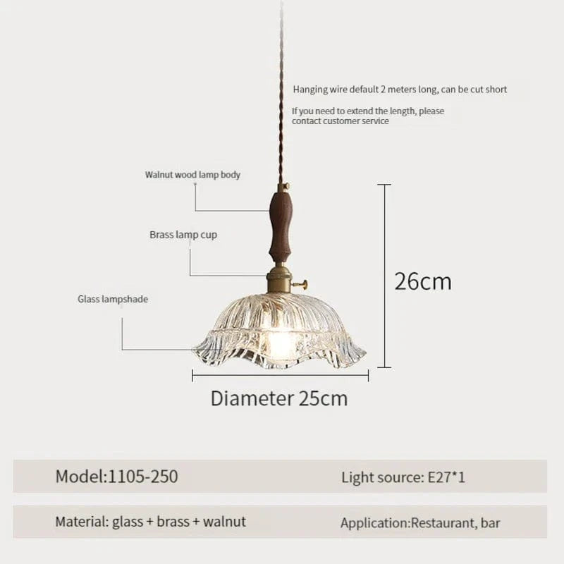 Suspension luminaire nordique en bois, verre et laiton - Style rustique moderne | Marco Lucetti 1105-250 / Blanc froid / CHINE