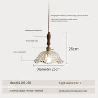 Suspension luminaire nordique en bois, verre et laiton - Style rustique moderne | Marco Lucetti 1105-250 / Blanc froid / CHINE