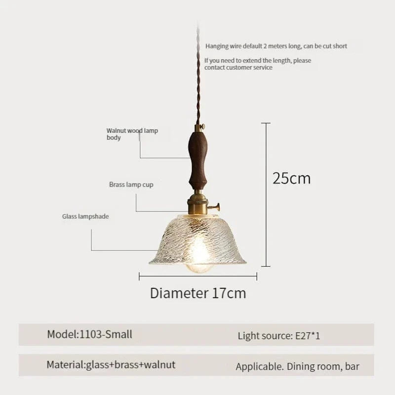 Suspension luminaire nordique en bois, verre et laiton - Style rustique moderne | Marco Lucetti 1106-170 / Blanc froid / CHINE