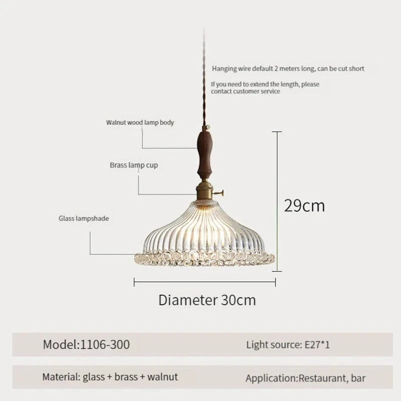 Suspension luminaire nordique en bois, verre et laiton - Style rustique moderne | Marco Lucetti 1106-300 / Blanc froid / CHINE
