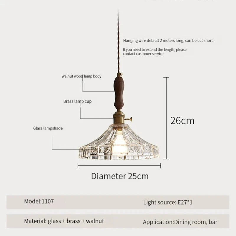 Suspension luminaire nordique en bois, verre et laiton - Style rustique moderne | Marco Lucetti 1107-250 / Blanc froid / CHINE