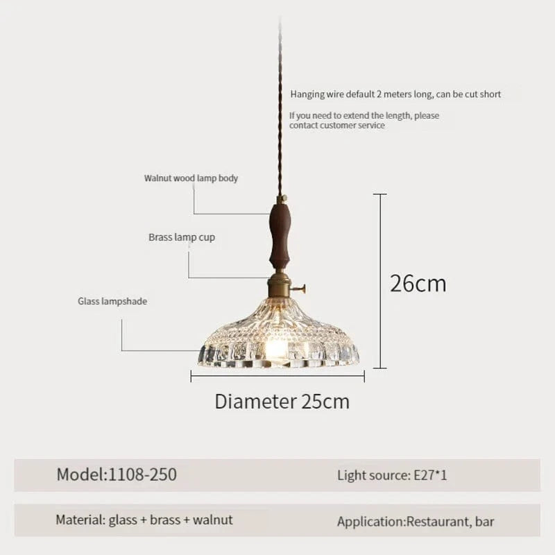 Suspension luminaire nordique en bois, verre et laiton - Style rustique moderne | Marco Lucetti 1108-250 / Blanc froid / CHINE
