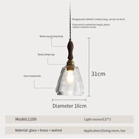 Suspension luminaire nordique en bois, verre et laiton - Style rustique moderne | Marco Lucetti 1109-160 / Blanc froid / CHINE