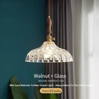 Suspension luminaire nordique en bois, verre et laiton - Style rustique moderne | Marco Lucetti