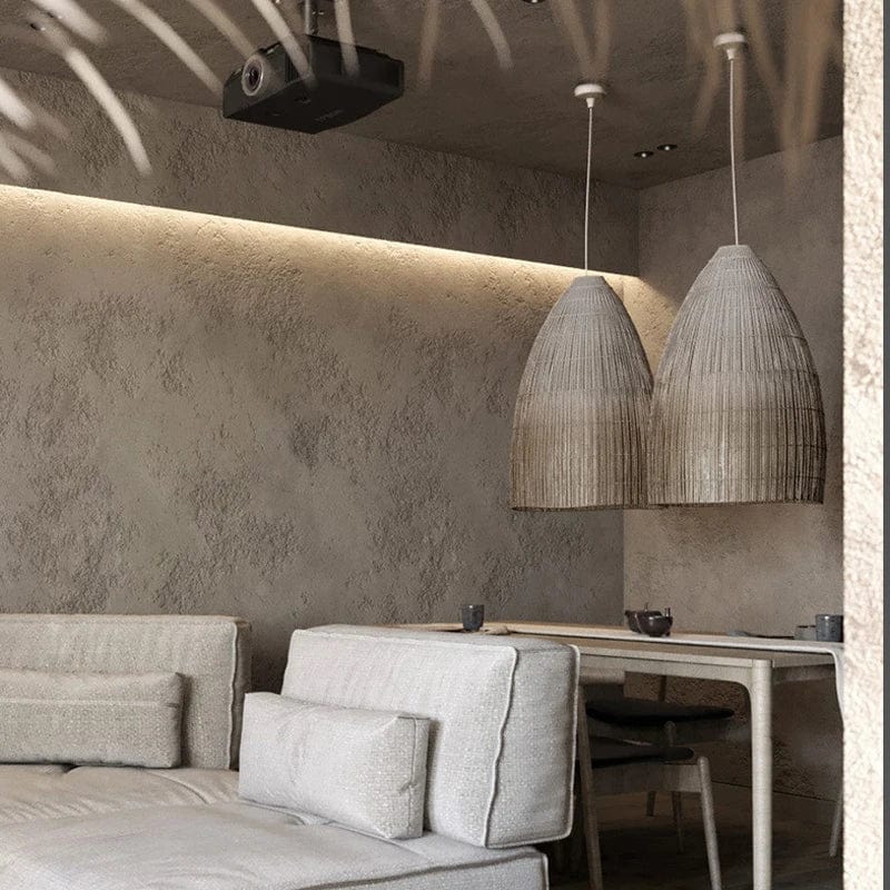 Suspension Luminaire Nordique en Rotin Wabi-Sabi LED pour Salon, Salle à Manger, Restaurant et Bar | Marco Lucetti