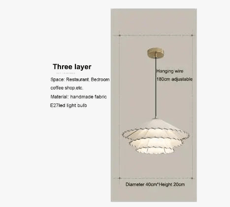 Suspension Luminaire nordique en tissu LED Wabi Sabi pour décoration de salon et chambre, en coton lin créatif | Marco Lucetti