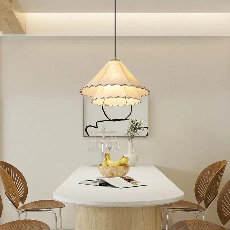 Suspension Luminaire nordique en tissu LED Wabi Sabi pour décoration de salon et chambre, en coton lin créatif | Marco Lucetti