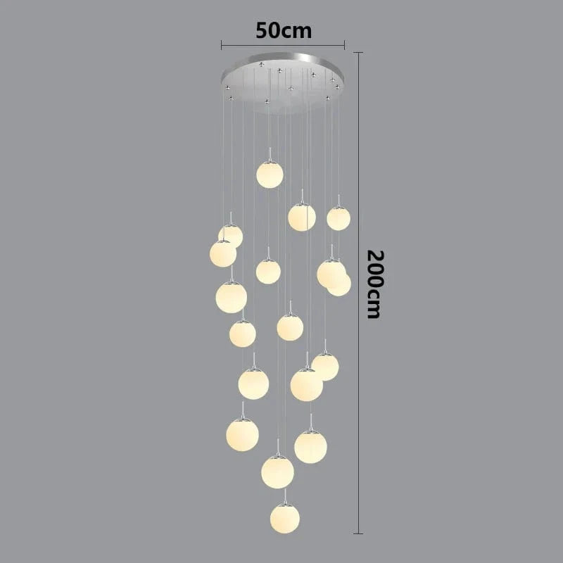 Suspension luminaire nordique pour éclairer l'intérieur de votre escalier. | Marco Lucetti Argent 18 tête / Gradation à distance RC