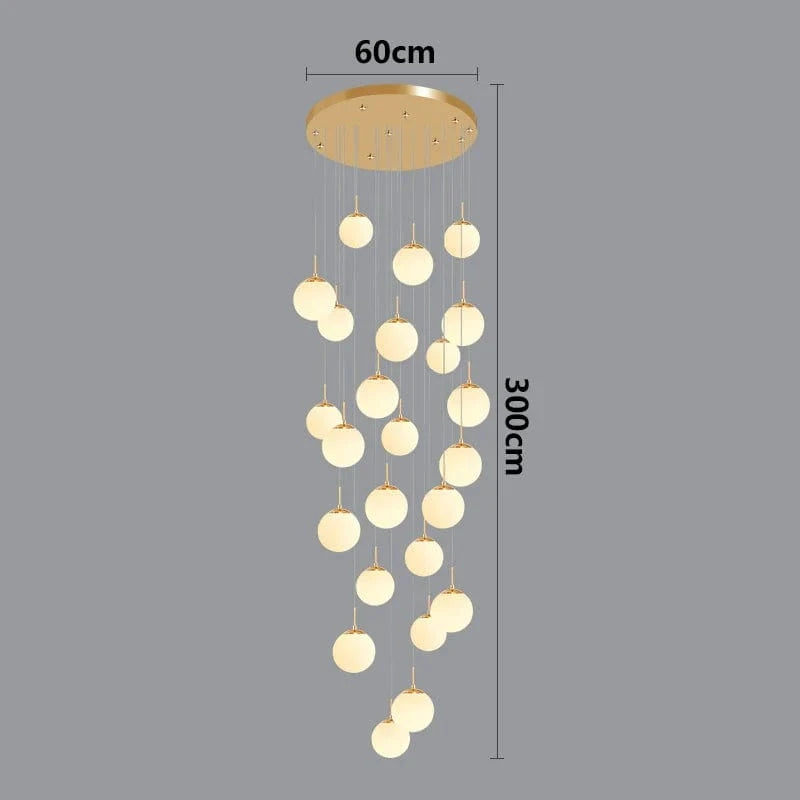 Suspension luminaire nordique pour éclairer l'intérieur de votre escalier. | Marco Lucetti Or 24 tête / Gradation à distance RC