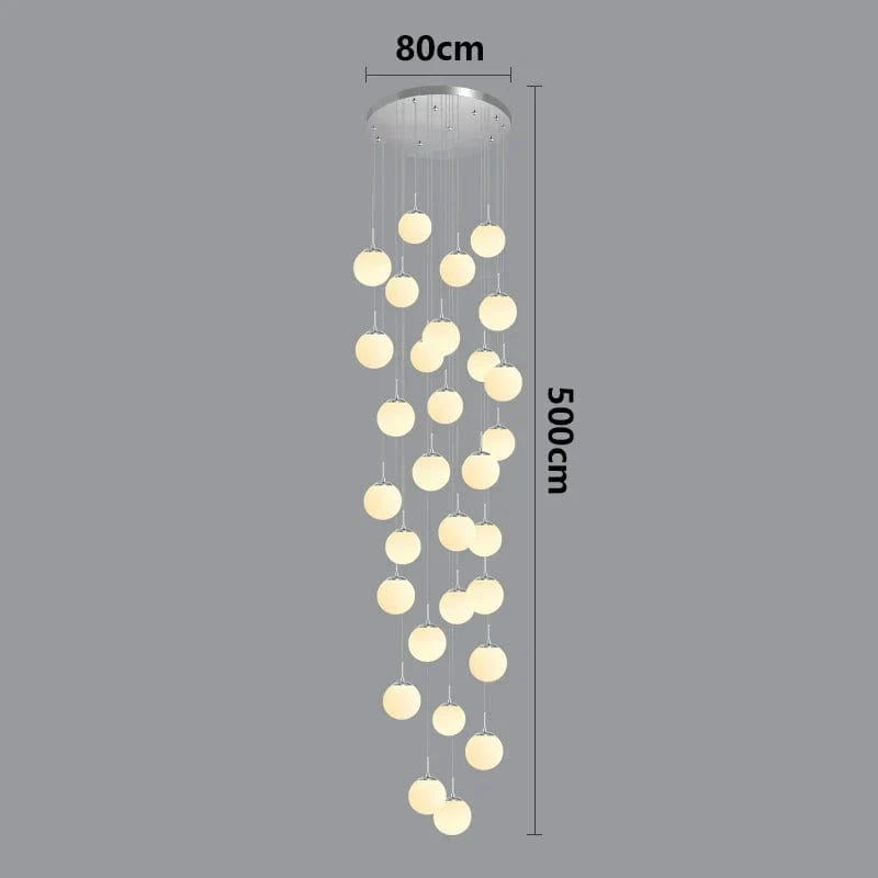 Suspension luminaire nordique pour éclairer l'intérieur de votre escalier. | Marco Lucetti Tête argent 68 / Gradation à distance RC