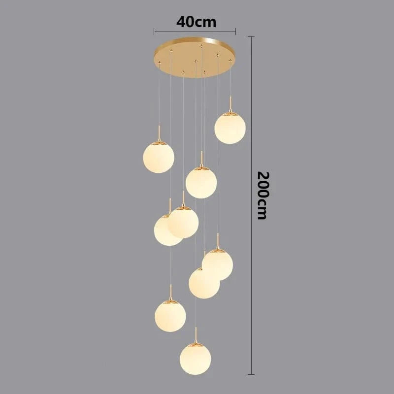 Suspension luminaire nordique pour éclairer l'intérieur de votre escalier. | Marco Lucetti Tête d&#39;or 9 / Gradation à distance RC