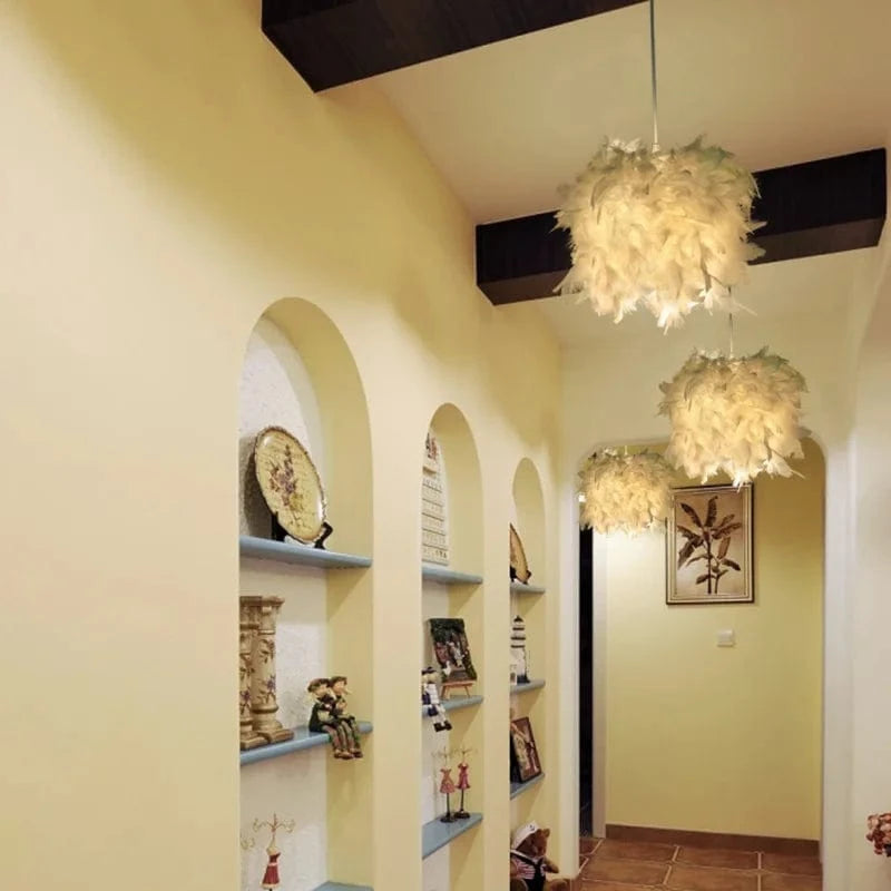 Suspension luminaire plume romantique pour chambre salon E27 lampes suspendues | Marco Lucetti