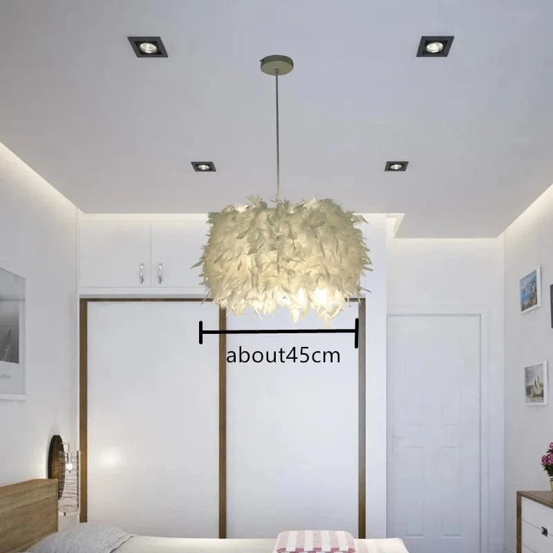 Suspension luminaire plume romantique pour chambre salon E27 lampes suspendues | Marco Lucetti P 45CM