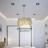 Suspension luminaire plume romantique pour chambre salon E27 lampes suspendues | Marco Lucetti P 45CM