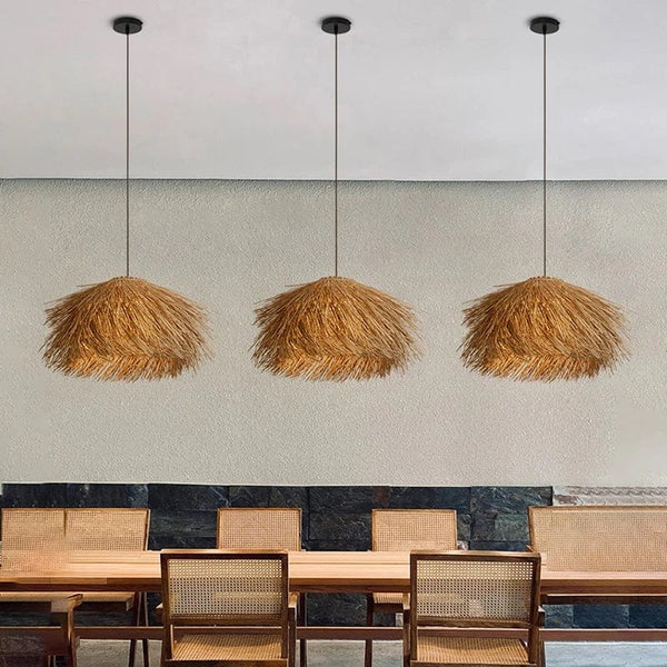 Suspension Luminaire Rotin Tissé Vintage LED | Marco Lucetti