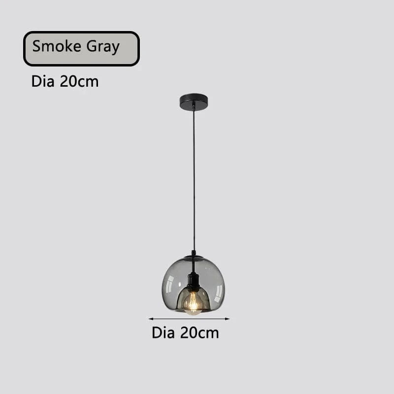 Suspension luminaire verre industriel fumée ambrée LED E27 | Marco Lucetti Gris Fumé Dia 20cm / Pas d&#39;ampoule
