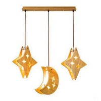 Suspension lumineuse "Celestial Wood" | Marco Lucetti 3 lampes - Base rectangle