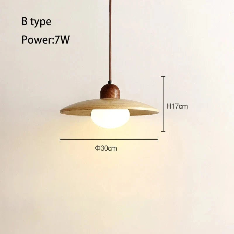 Suspension Lumineuse en Bois de Style Japonais Rétro | Marco Lucetti Type B / 6000K