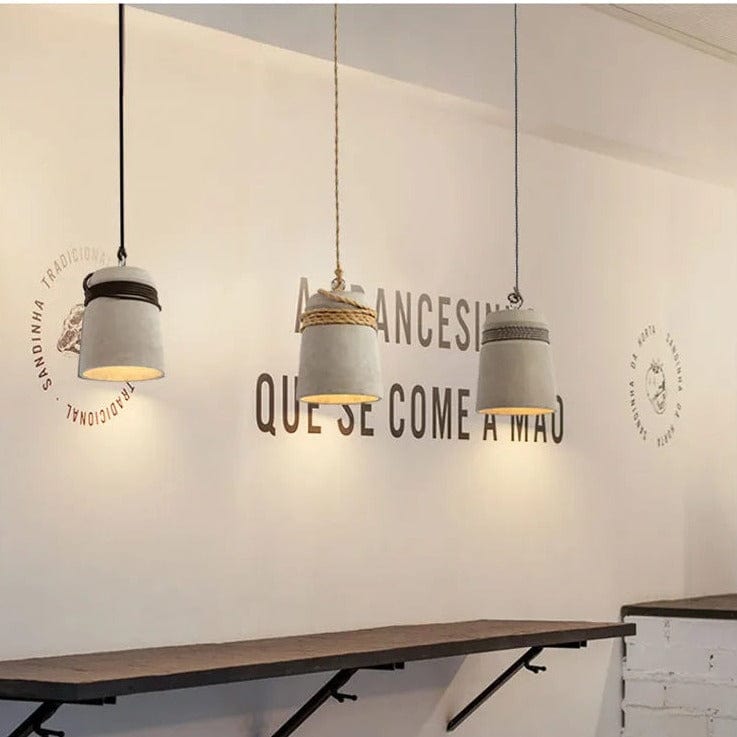 Suspension Lumineuse en Ciment et Corde de Chanvre | Marco Lucetti