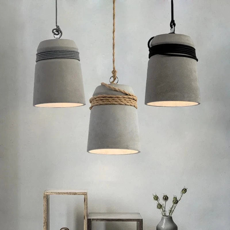 Suspension Lumineuse en Ciment et Corde de Chanvre | Marco Lucetti