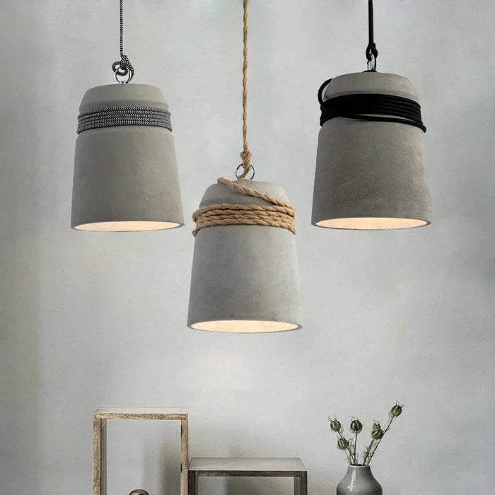 Suspension Lumineuse en Ciment et Corde de Chanvre | Marco Lucetti