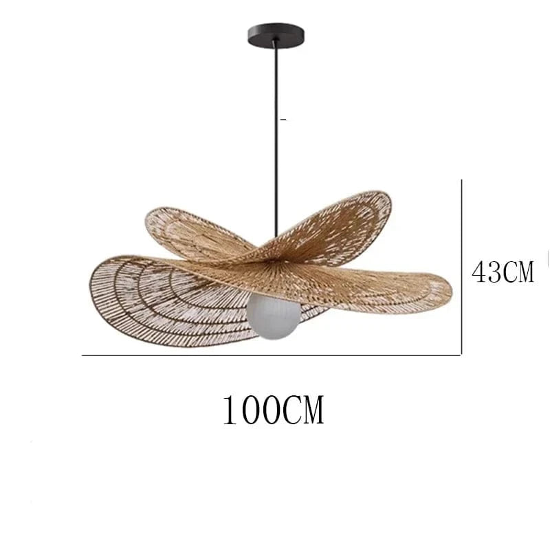 Suspension lumineuse en rotin tissé à la main - Collection Wabi-Sabi - Pour décorer votre intérieur de manière créative | Marco Lucetti Double 100X43CM