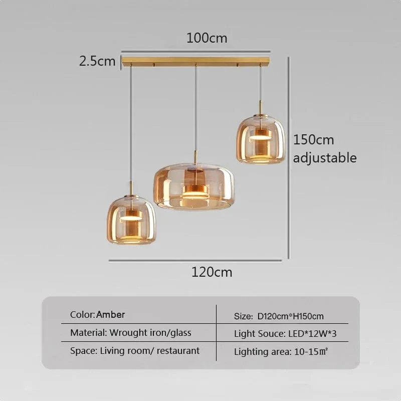Suspension lumineuse en verre au design nordique contemporain | Marco Lucetti AM-3H-15cm-26cm-33cm 1 / Blanc chaud