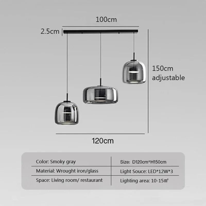 Suspension lumineuse en verre au design nordique contemporain | Marco Lucetti SG-3H-15cm-26cm-33cm / Blanc froid