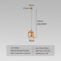 Suspension lumineuse en verre au design nordique contemporain | Marco Lucetti SUIS-15cm / Blanc chaud