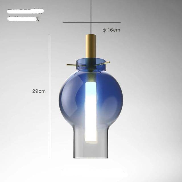 Suspension lumineuse en verre coloré LED | Marco Lucetti Bleu nuit