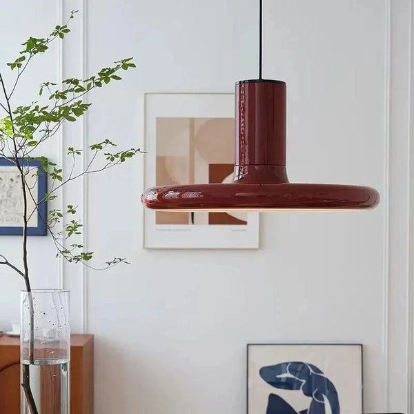 Suspension lumineuse LED SANDYHA nordique rétro ovni rouge « Disco Volant » pour chambre, salon et salle à manger | Marco Lucetti