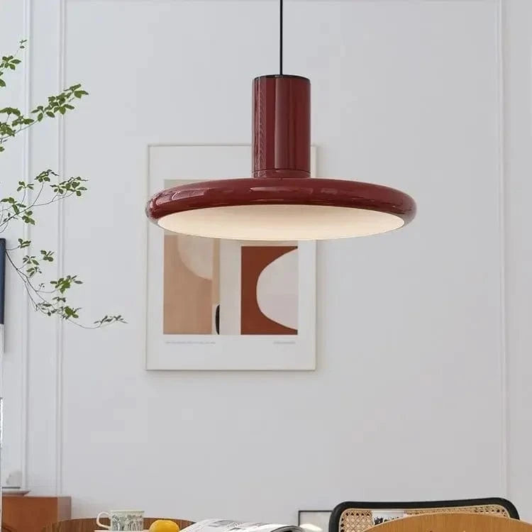 Suspension lumineuse LED SANDYHA nordique rétro ovni rouge « Disco Volant » pour chambre, salon et salle à manger | Marco Lucetti Rouge / D45cm / Lumière froide