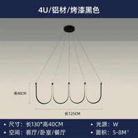 Suspension lumineuse LED "U Nordic" créative postmoderne | Marco Lucetti 4U noir / Blanc chaud