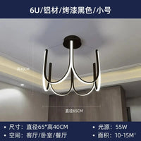 Suspension lumineuse LED "U Nordic" créative postmoderne | Marco Lucetti 6U noir / Blanc chaud