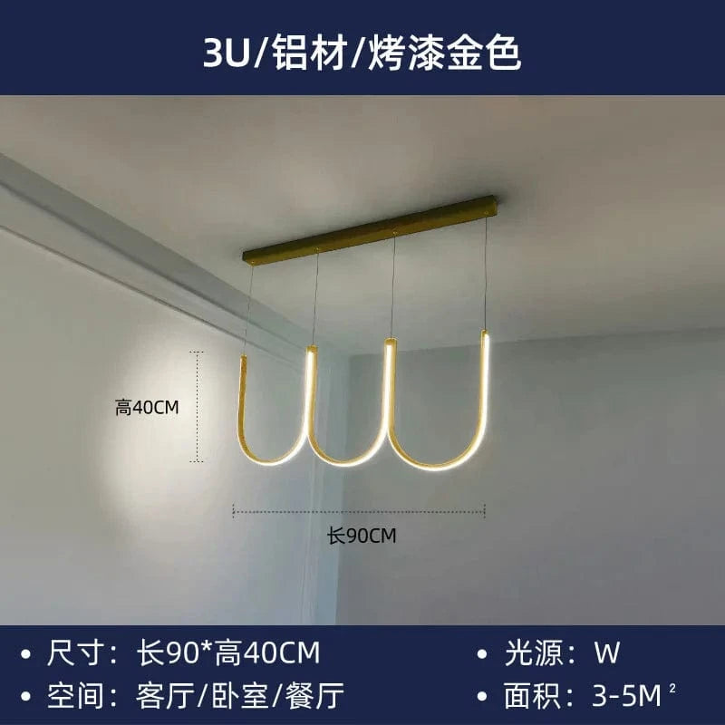 Suspension lumineuse LED "U Nordic" créative postmoderne | Marco Lucetti Or 3U / Blanc chaud