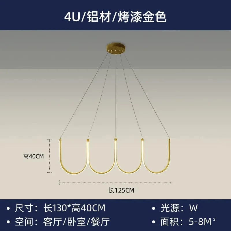 Suspension lumineuse LED "U Nordic" créative postmoderne | Marco Lucetti Or 4U / Blanc chaud