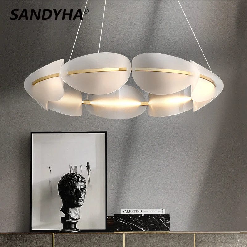  Suspension Lumineuse Moderne De Luxe Led en Fer - Lustre Créatif à Anneaux Pétale - Décoration Lumineuse | Marco Lucetti