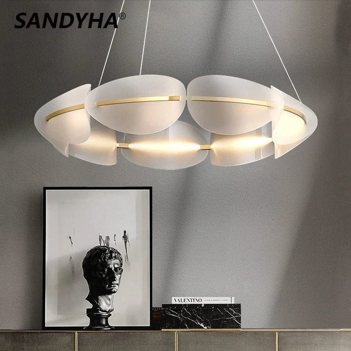  Suspension Lumineuse Moderne De Luxe Led en Fer - Lustre Créatif à Anneaux Pétale - Décoration Lumineuse | Marco Lucetti