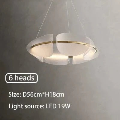  Suspension Lumineuse Moderne De Luxe Led en Fer - Lustre Créatif à Anneaux Pétale - Décoration Lumineuse | Marco Lucetti 6 têtes / Lumière froide