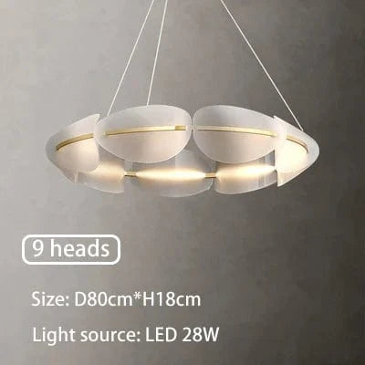 Suspension Lumineuse Moderne De Luxe Led en Fer - Lustre Créatif à Anneaux Pétale - Décoration Lumineuse | Marco Lucetti 9 têtes / Lumière froide