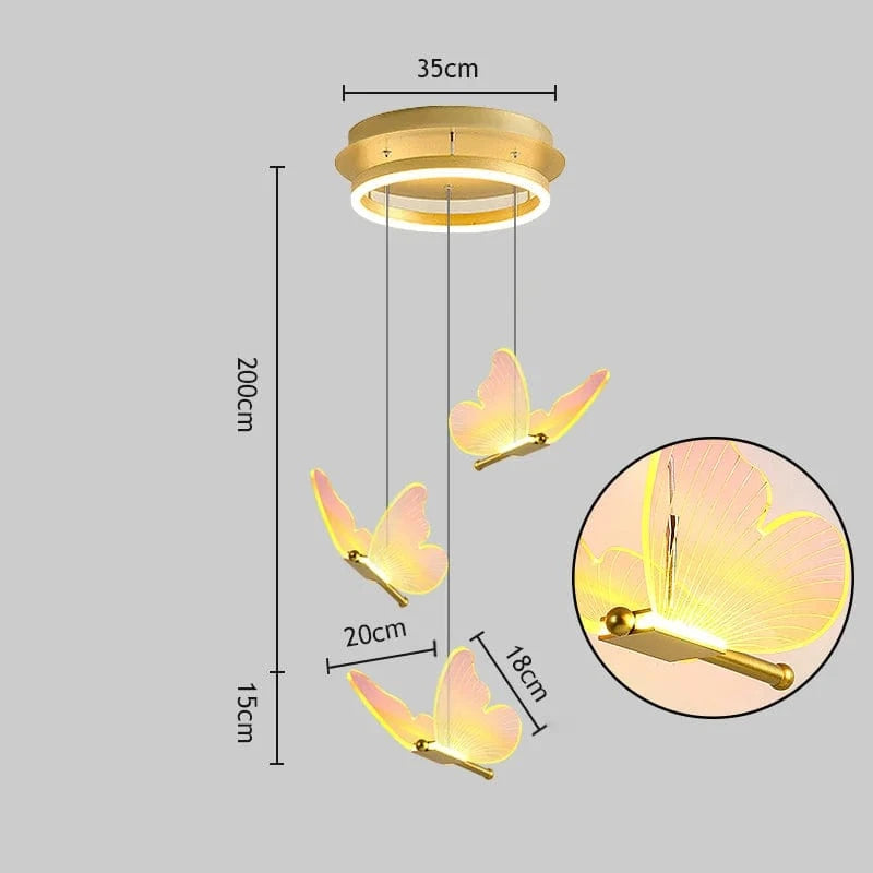 Suspension Lumineuse Papillon en Acrylique | Marco Lucetti StyleB 3 têtes / Blanc froid