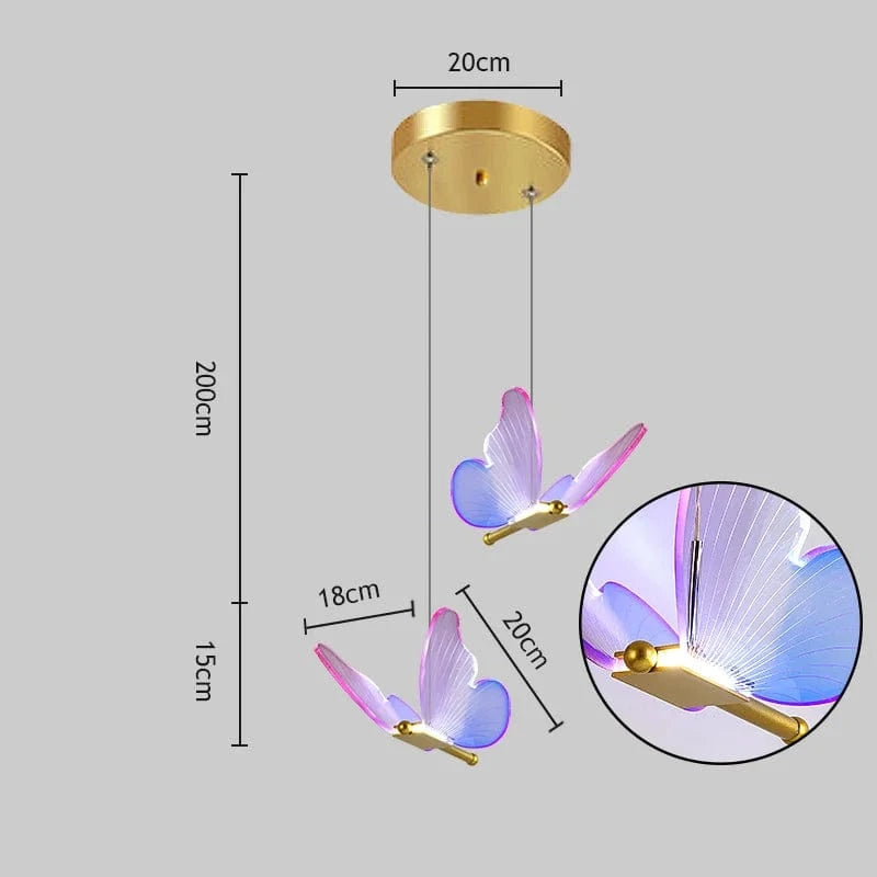 Suspension Lumineuse Papillon en Acrylique | Marco Lucetti StyleC 2 têtes / Blanc froid