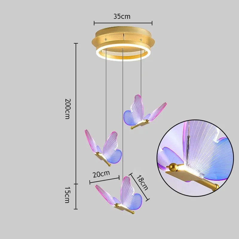 Suspension Lumineuse Papillon en Acrylique | Marco Lucetti StyleC 3 têtes / Blanc froid