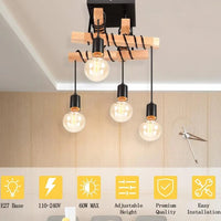 Suspension lumineuse vintage industrielle pour cuisine îlot - Collection Loft Bois & Métal | Marco Lucetti UN