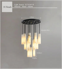Suspension lustre design "Eclat de Marbre" avec fil réglable | Marco Lucetti 18 lumières / Lumière blanche